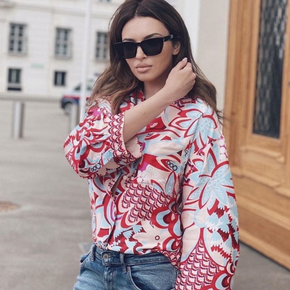 ZARA SATIN PRINT TOP - Picture 3 of 4